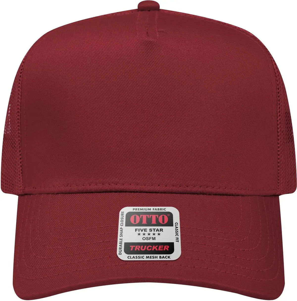 Otto 32-285 5 Panel Mid Profile Mesh Back Trucker Cap - Maroon - 6 1/2’’ - 7 5/8’’