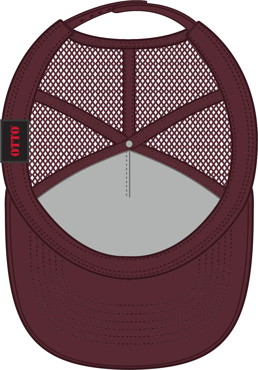 Otto 32-285 5 Panel Mid Profile Mesh Back Trucker Cap - Maroon - 6 1/2’’ - 7 5/8’’