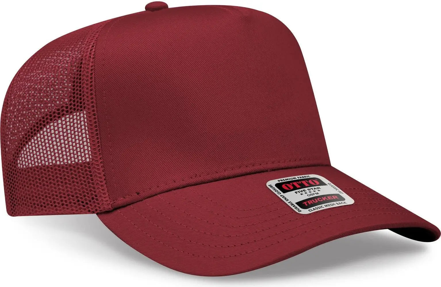 Otto 32-285 5 Panel Mid Profile Mesh Back Trucker Cap - Maroon