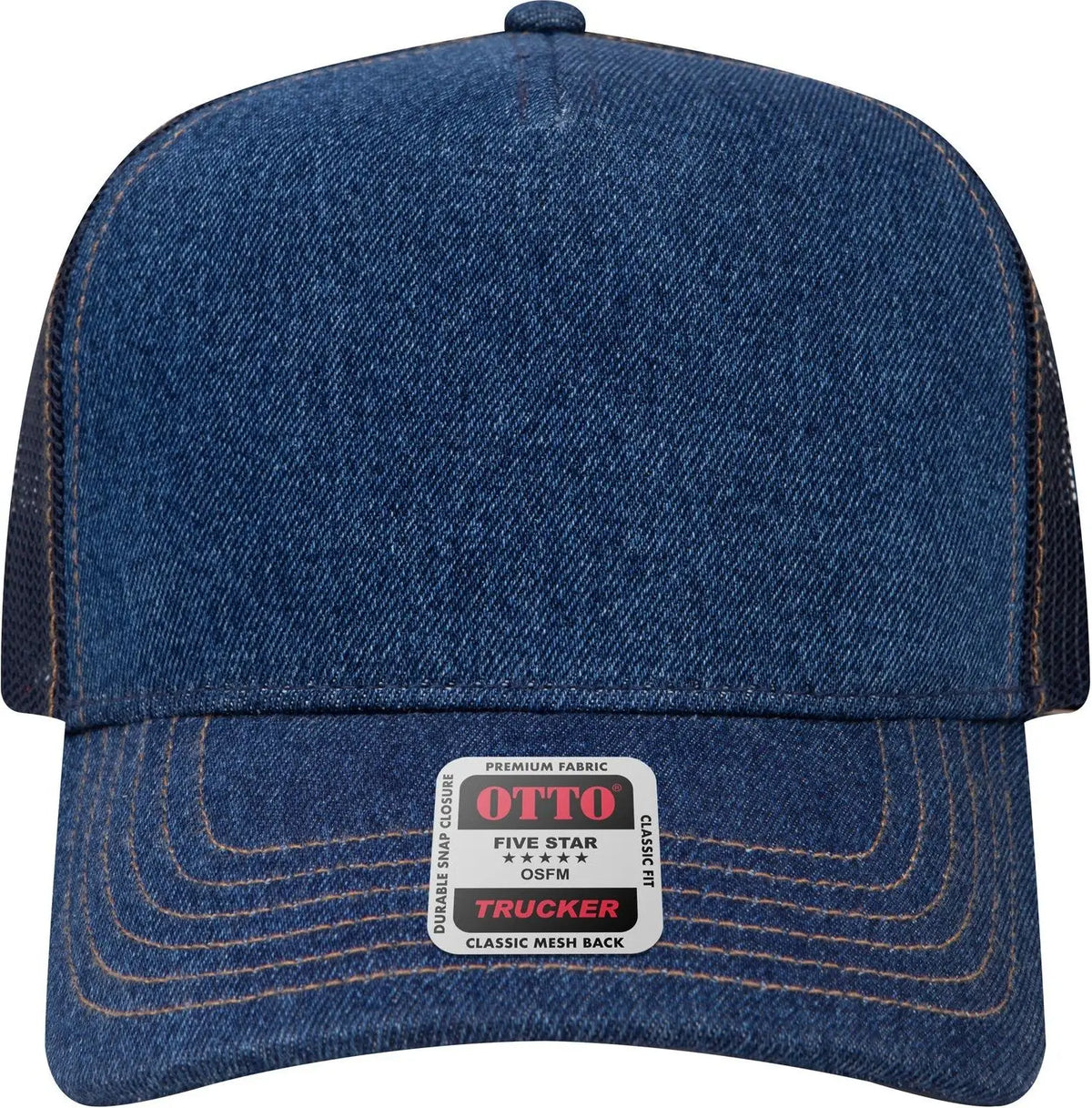 Otto 32-285 5 Panel Mid Profile Mesh Back Trucker Cap - Nvy/gld - 6 1/2’’ - 7 5/8’’