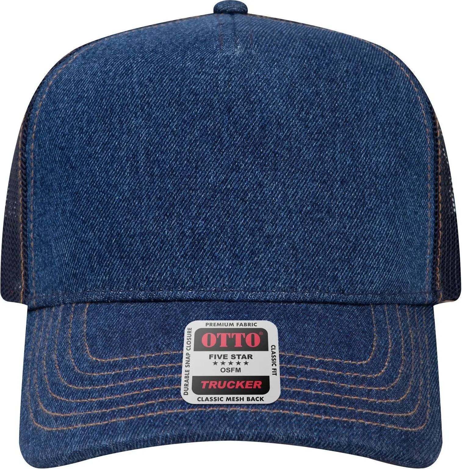 Otto 32-285 5 Panel Mid Profile Mesh Back Trucker Cap - Nvy/gld - 6 1/2’’ - 7 5/8’’