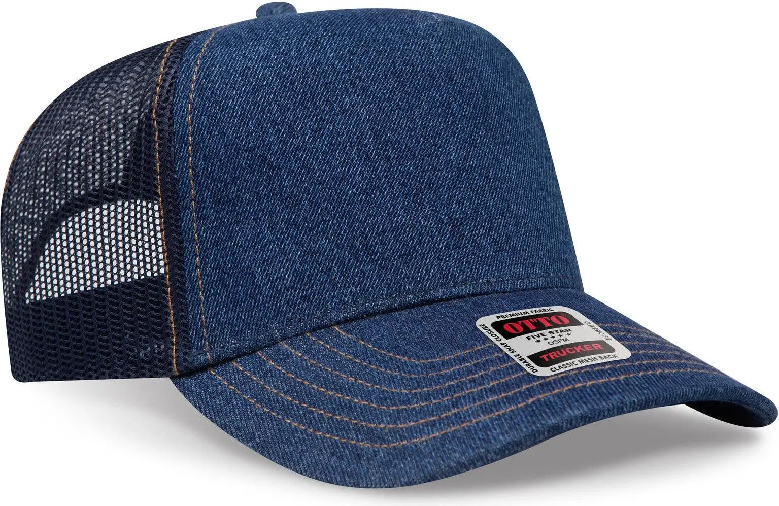 Otto 32-285 5 Panel Mid Profile Mesh Back Trucker Cap - Nvy/gld - 6 1/2’’ - 7 5/8’’
