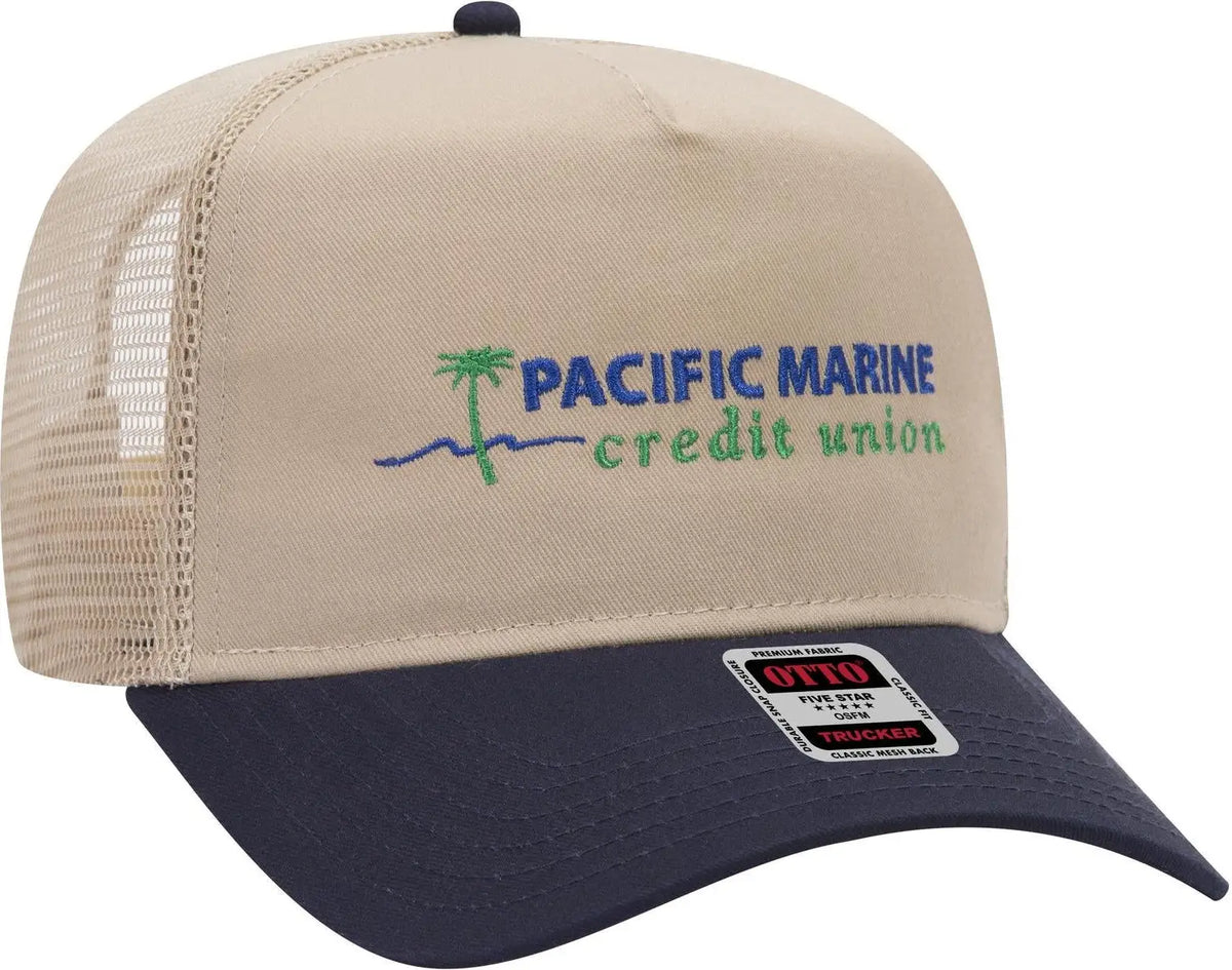 Otto 32-285 5 Panel Mid Profile Mesh Back Trucker Cap - Nvy/kha - 6 1/2’’ - 7 5/8’’