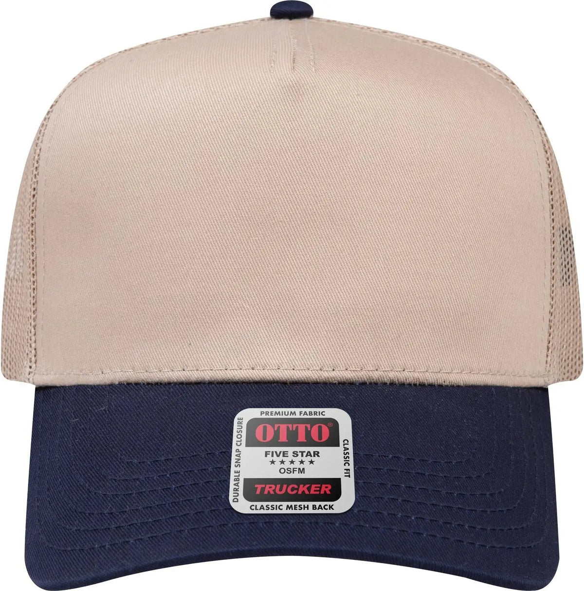 Otto 32-285 5 Panel Mid Profile Mesh Back Trucker Cap - Nvy/kha - 6 1/2’’ - 7 5/8’’