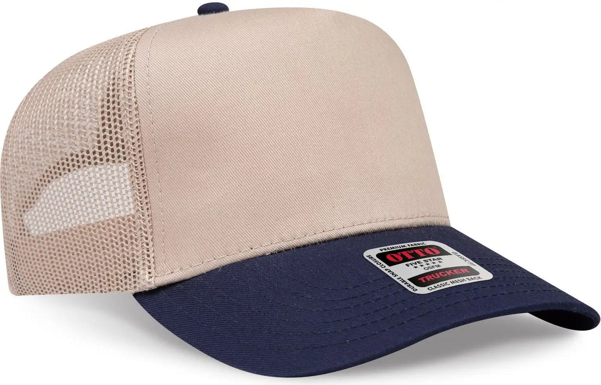 Otto 32-285 5 Panel Mid Profile Mesh Back Trucker Cap - Nvy/kha - 6 1/2’’ - 7 5/8’’