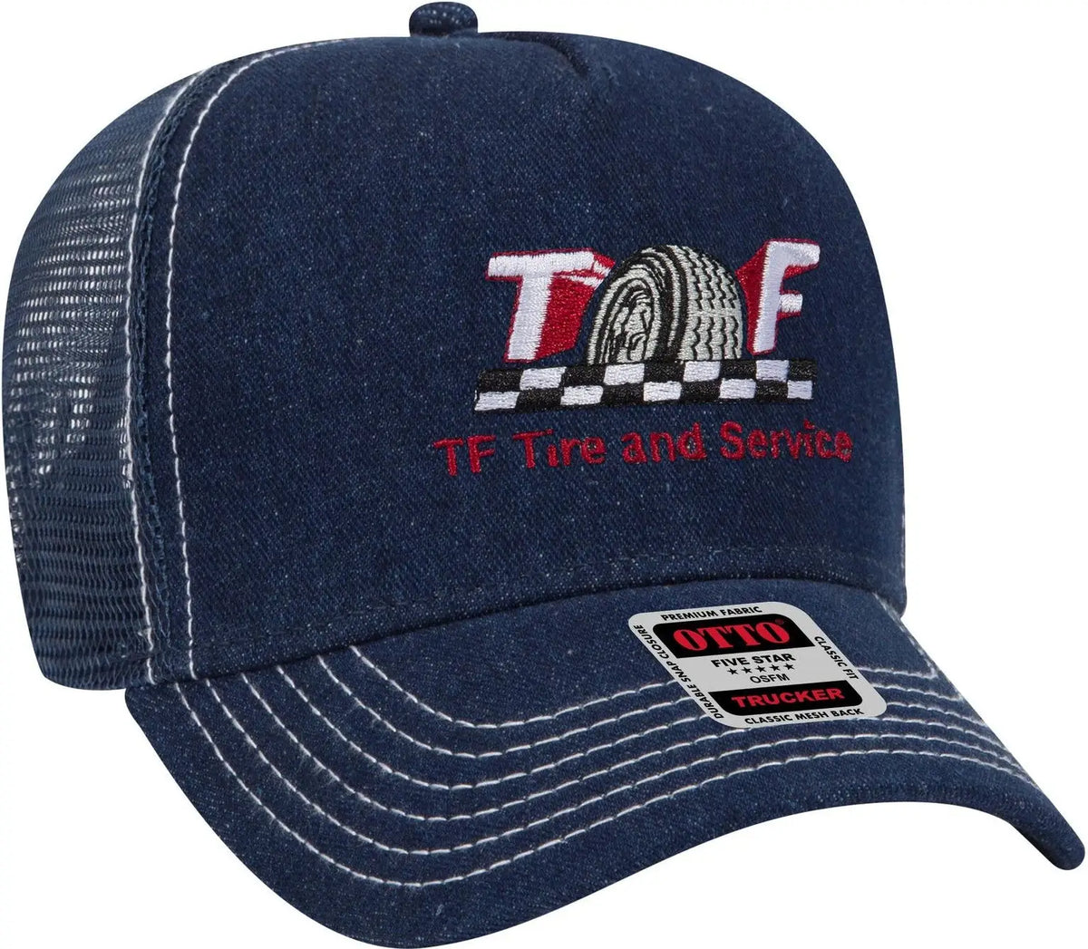 Otto 32-285 5 Panel Mid Profile Mesh Back Trucker Cap - Nvy/wt - 6 1/2’’ - 7 5/8’’