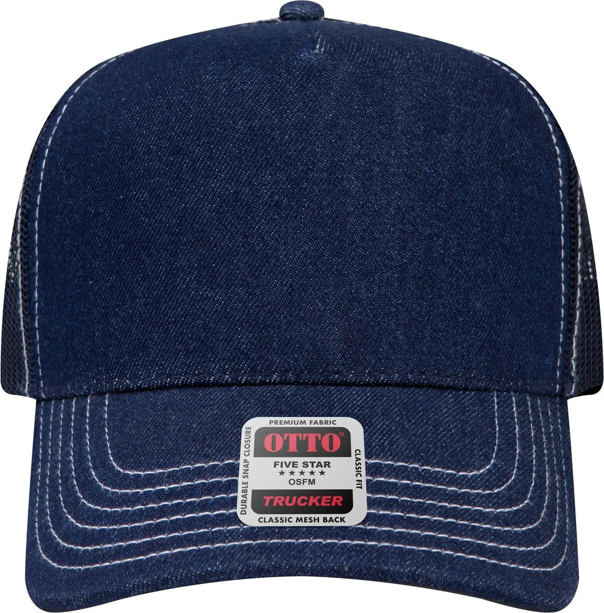 Otto 32-285 5 Panel Mid Profile Mesh Back Trucker Cap - Nvy/wt - 6 1/2’’ - 7 5/8’’