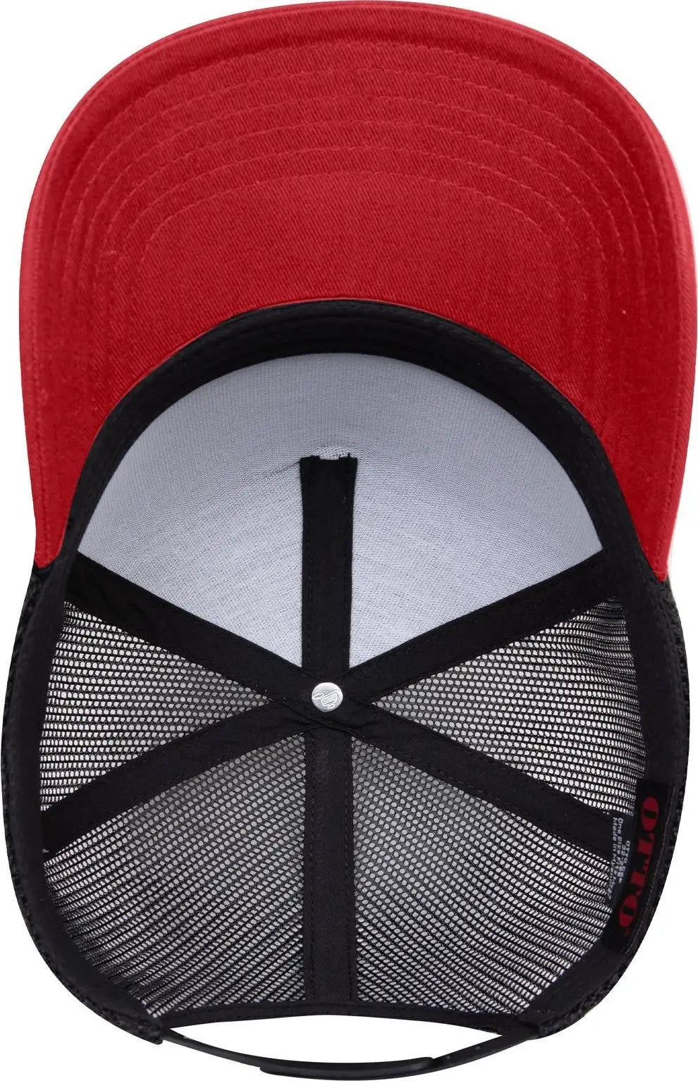 Otto 32-285 5 Panel Mid Profile Mesh Back Trucker Cap - Red/blk - 6 1/2’’ - 7 5/8’’