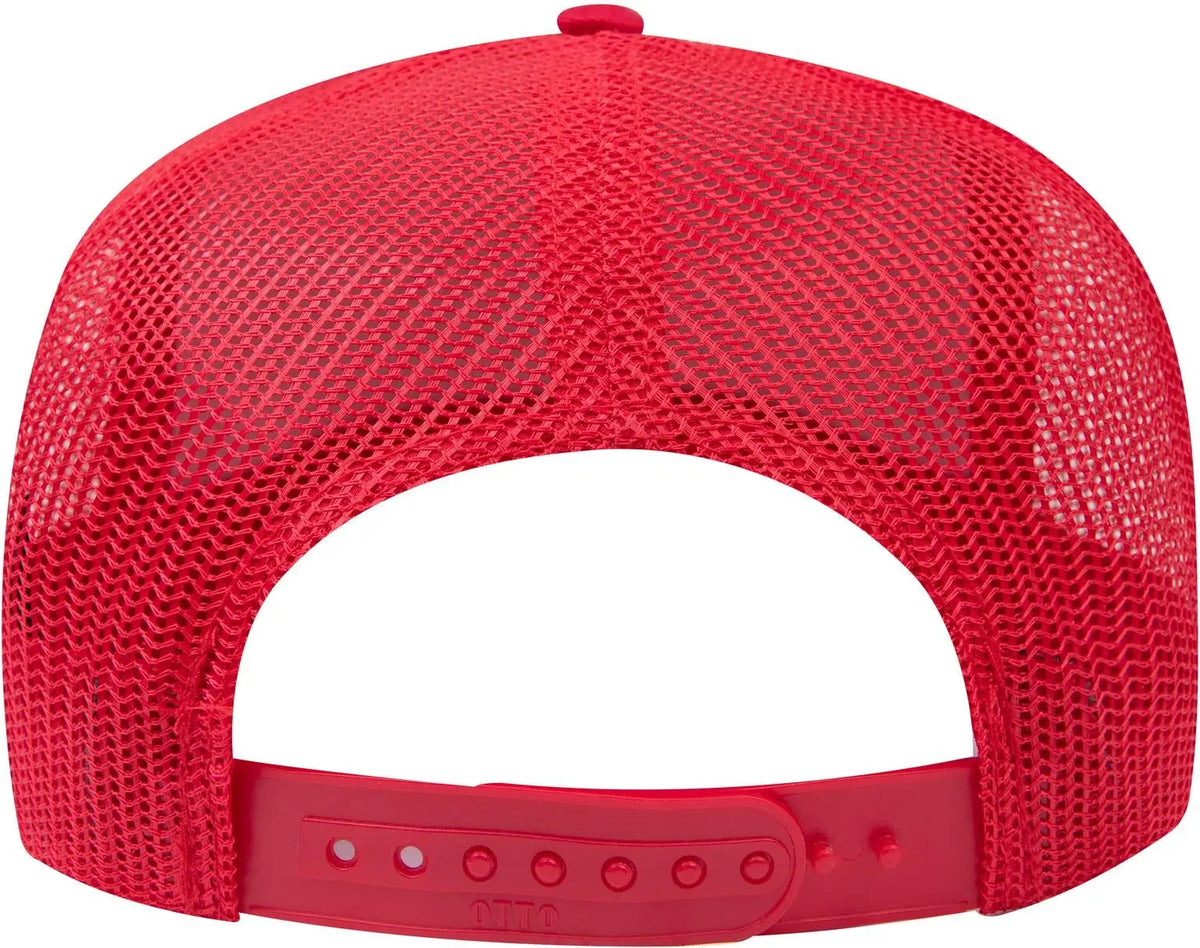 Otto 32-285 5 Panel Mid Profile Mesh Back Trucker Cap - Red