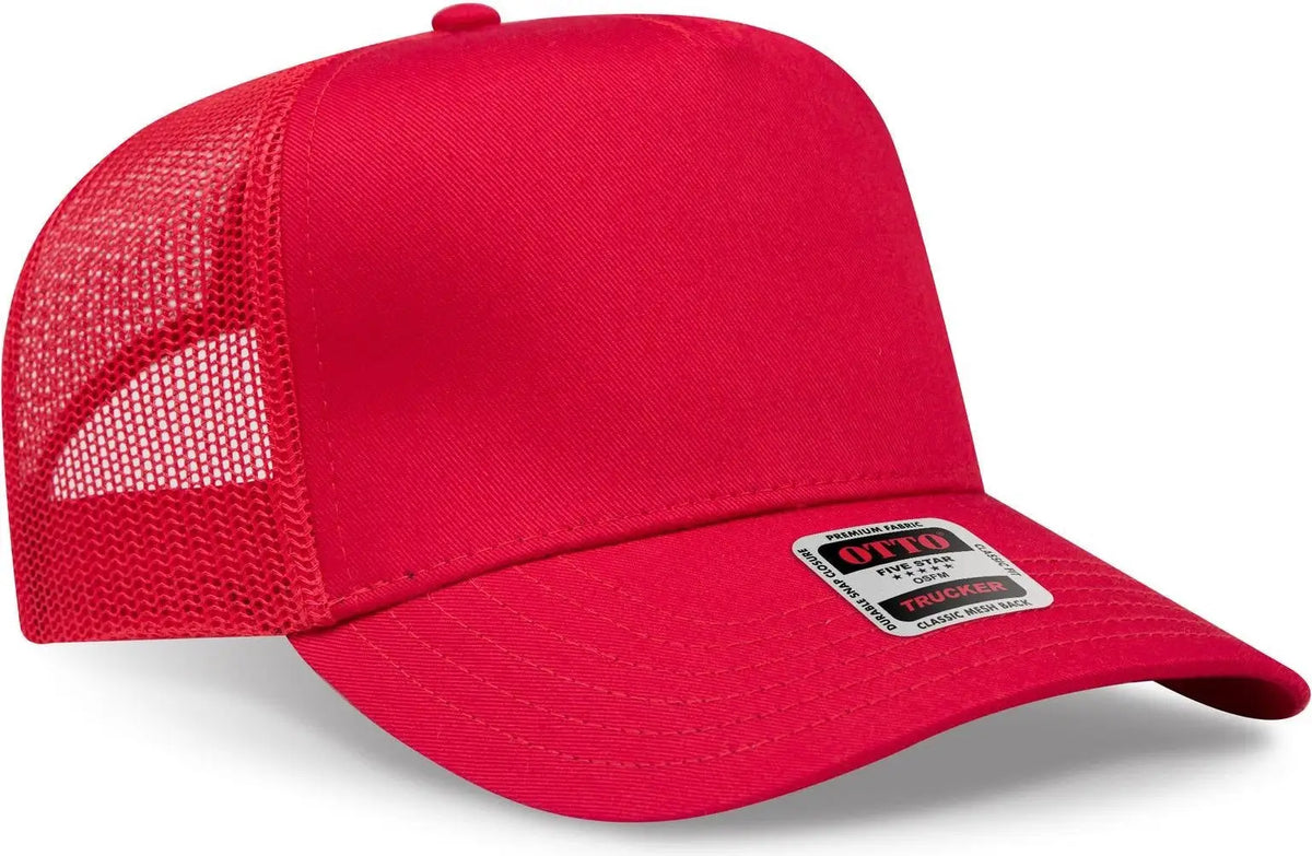 Otto 32-285 5 Panel Mid Profile Mesh Back Trucker Cap - Red