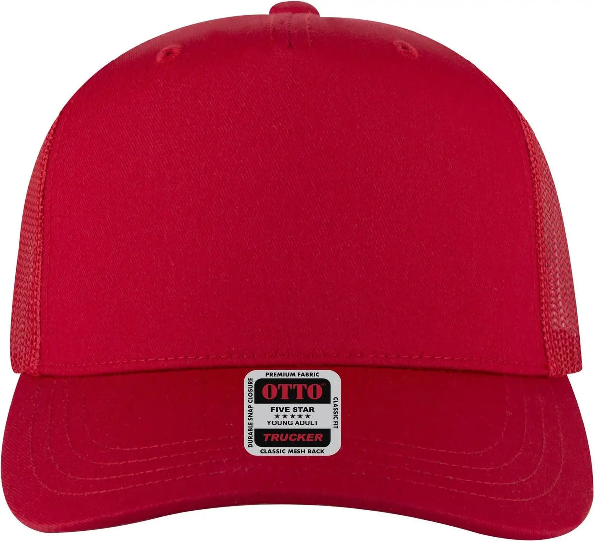 Otto 32-285 5 Panel Mid Profile Mesh Back Trucker Cap - Red