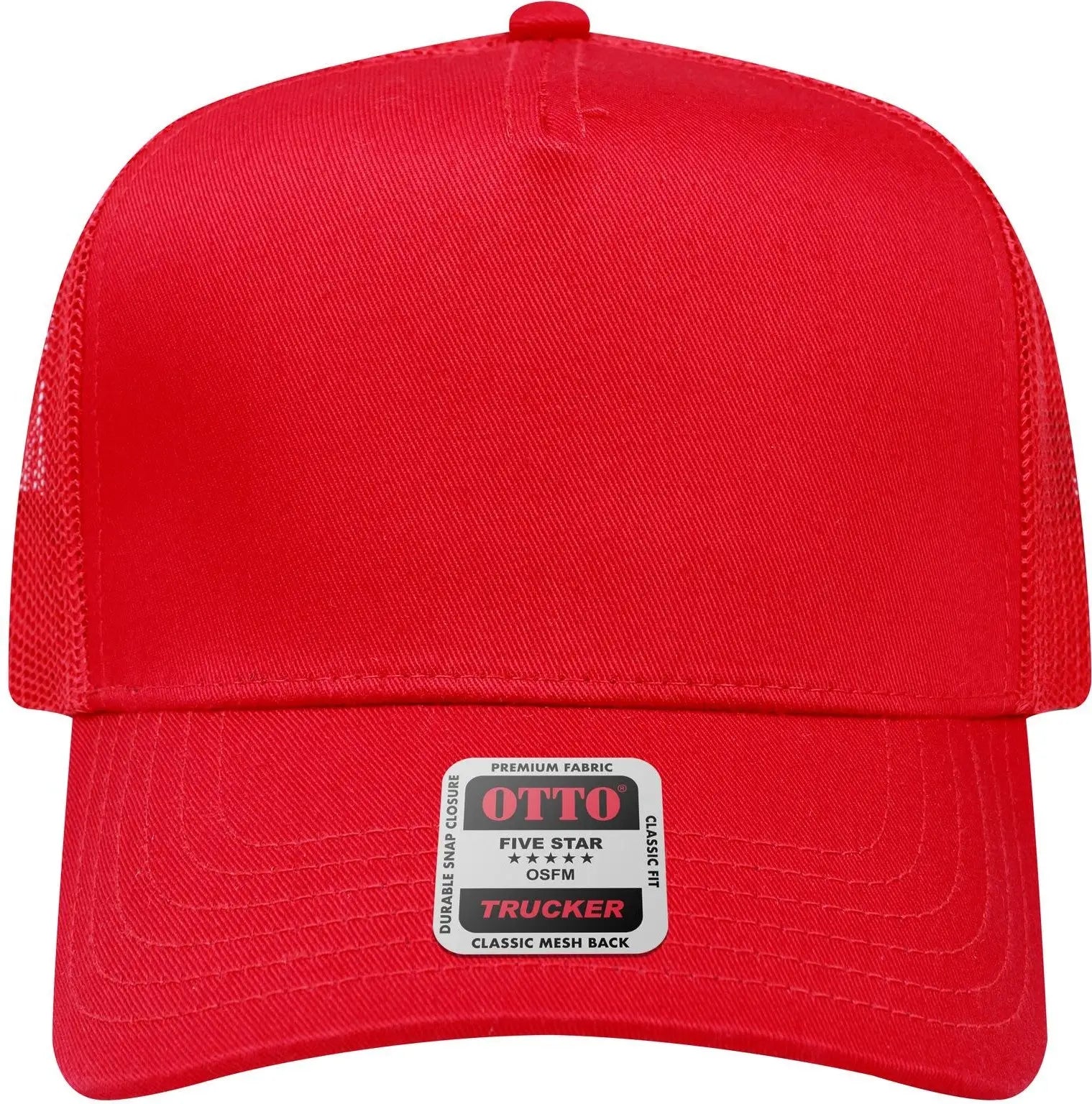 Otto 32-285 5 Panel Mid Profile Mesh Back Trucker Cap - Red