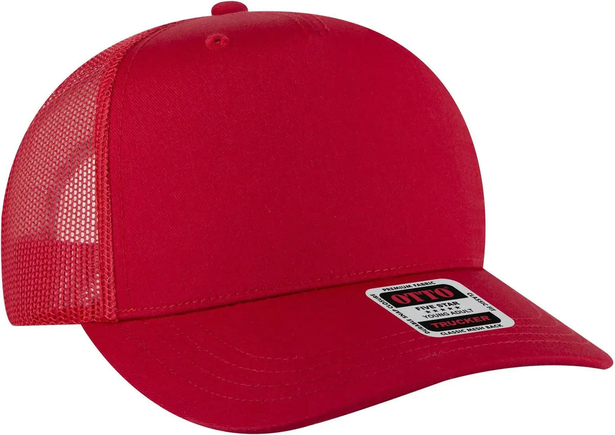Otto 32-285 5 Panel Mid Profile Mesh Back Trucker Cap - Red
