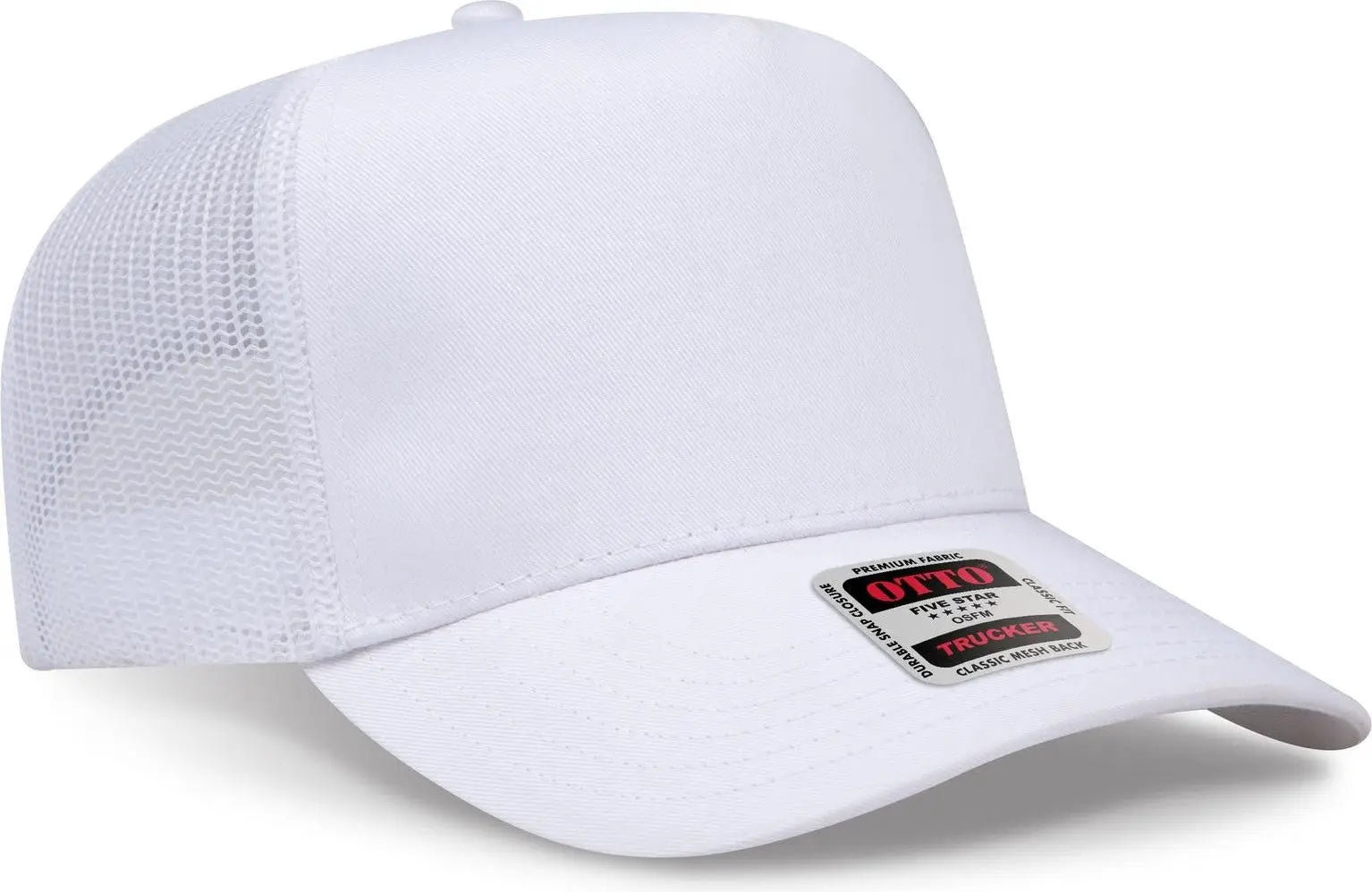 Otto 32-285 5 Panel Mid Profile Mesh Back Trucker Cap - White