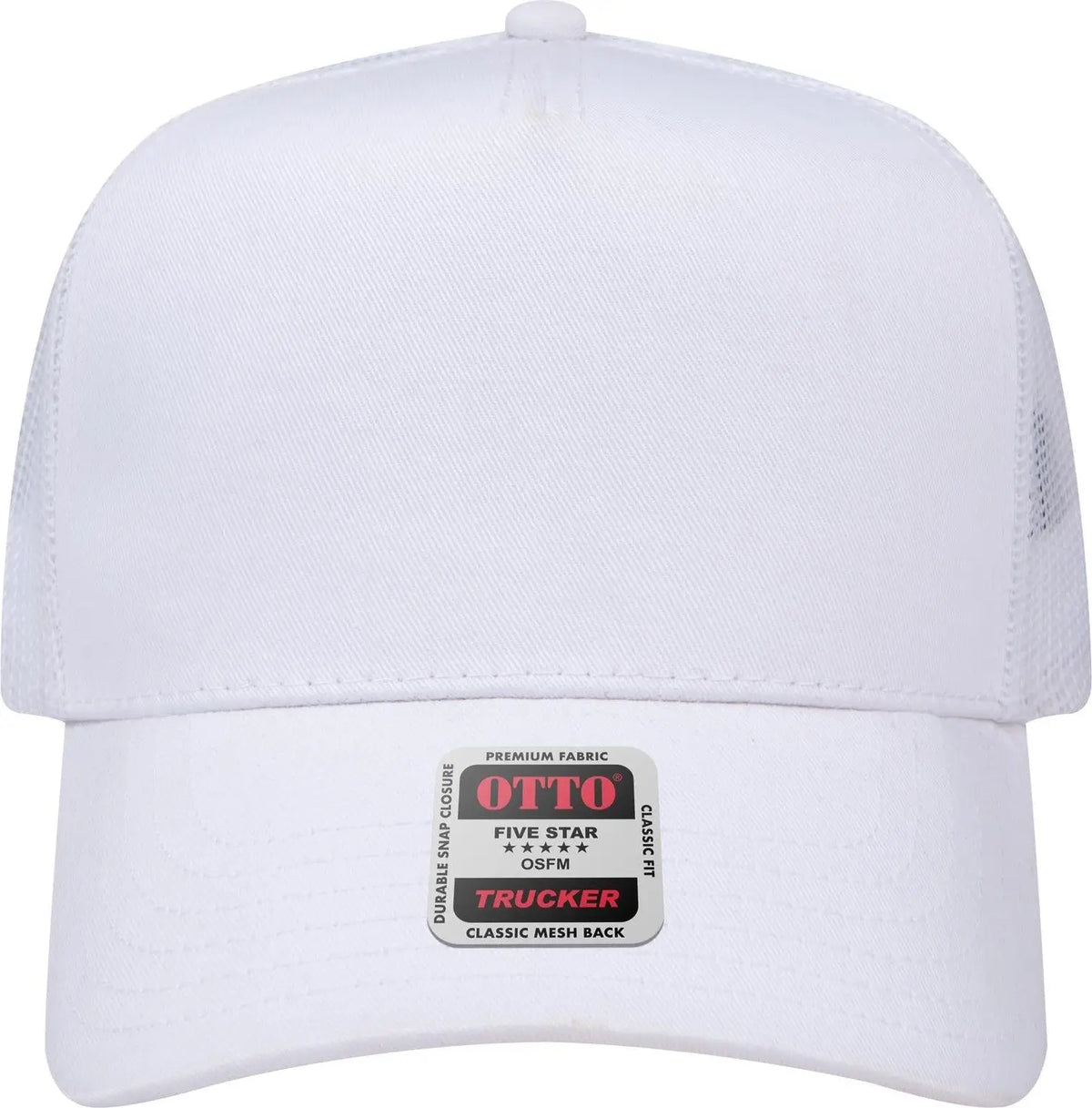 Otto 32-285 5 Panel Mid Profile Mesh Back Trucker Cap - White