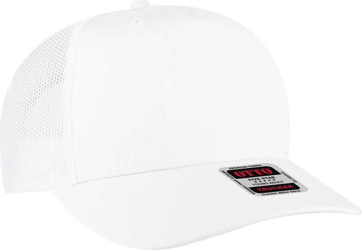 Otto 32-285 5 Panel Mid Profile Mesh Back Trucker Cap - White