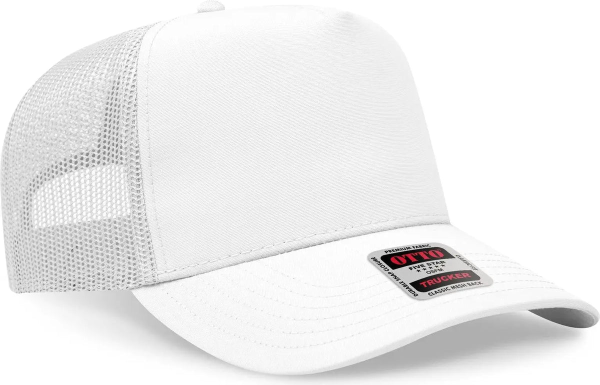 Otto 32-285 5 Panel Mid Profile Mesh Back Trucker Cap - Wht - 6 1/2’’ - 7 5/8’’