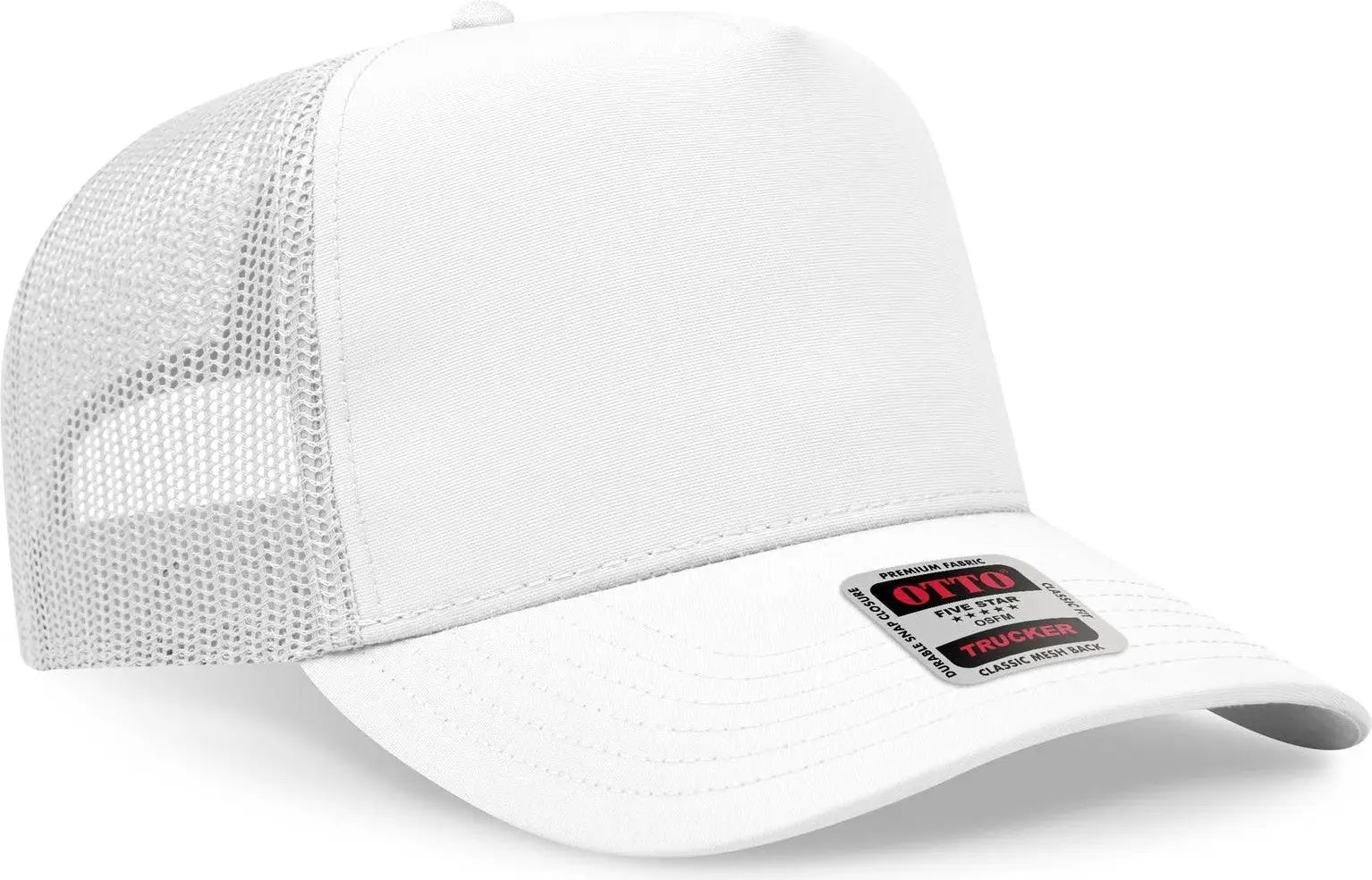 Otto 32-285 5 Panel Mid Profile Mesh Back Trucker Cap - Wht