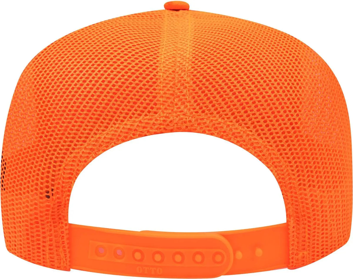 Otto 32-285 Neon 5 Panel Mid Profile Mesh Back Trucker Cap - N. Orange - 6 1/2’’ - 7 5/8’’