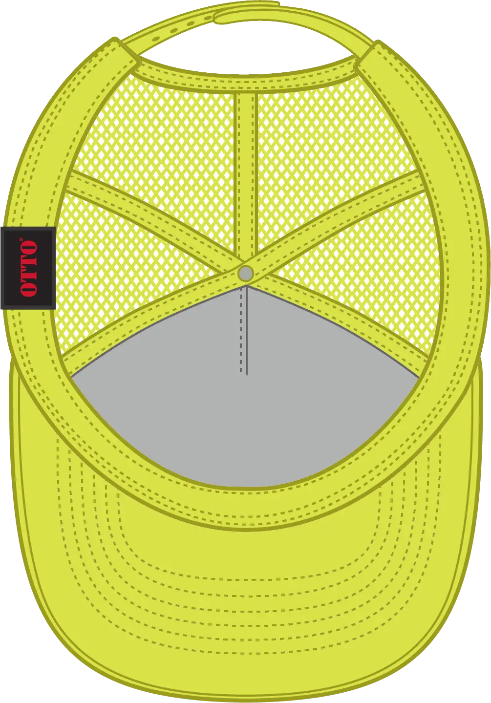 Otto 32-285 Neon 5 Panel Mid Profile Mesh Back Trucker Cap - N. Yellow - 6 1/2’’ - 7 5/8’’