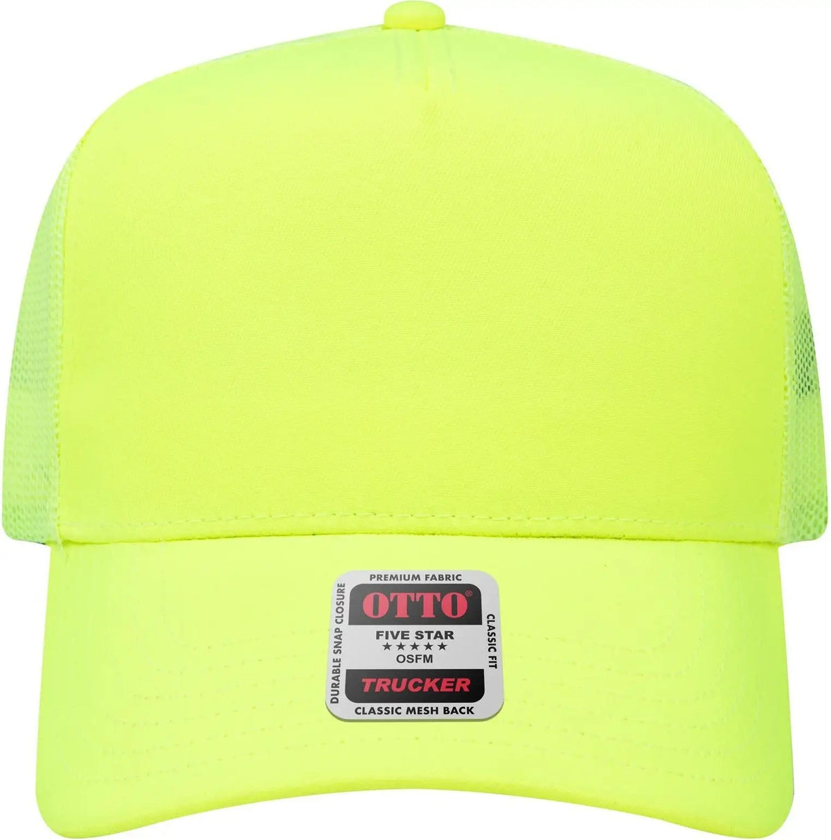 Otto 32-285 Neon 5 Panel Mid Profile Mesh Back Trucker Cap - N. Yellow - 6 1/2’’ - 7 5/8’’