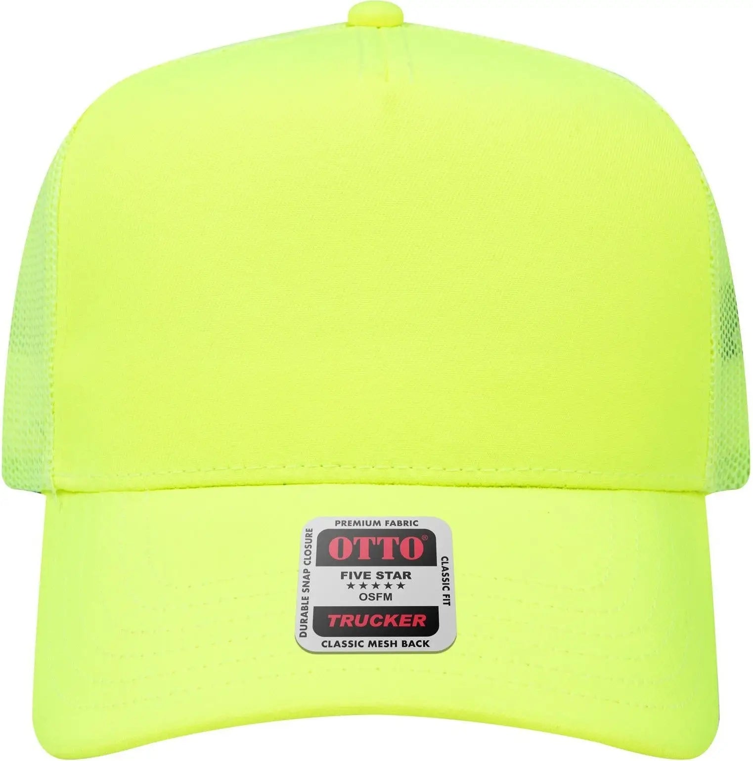 Otto 32-285 Neon 5 Panel Mid Profile Mesh Back Trucker Cap - N. Yellow - 6 1/2’’ - 7 5/8’’