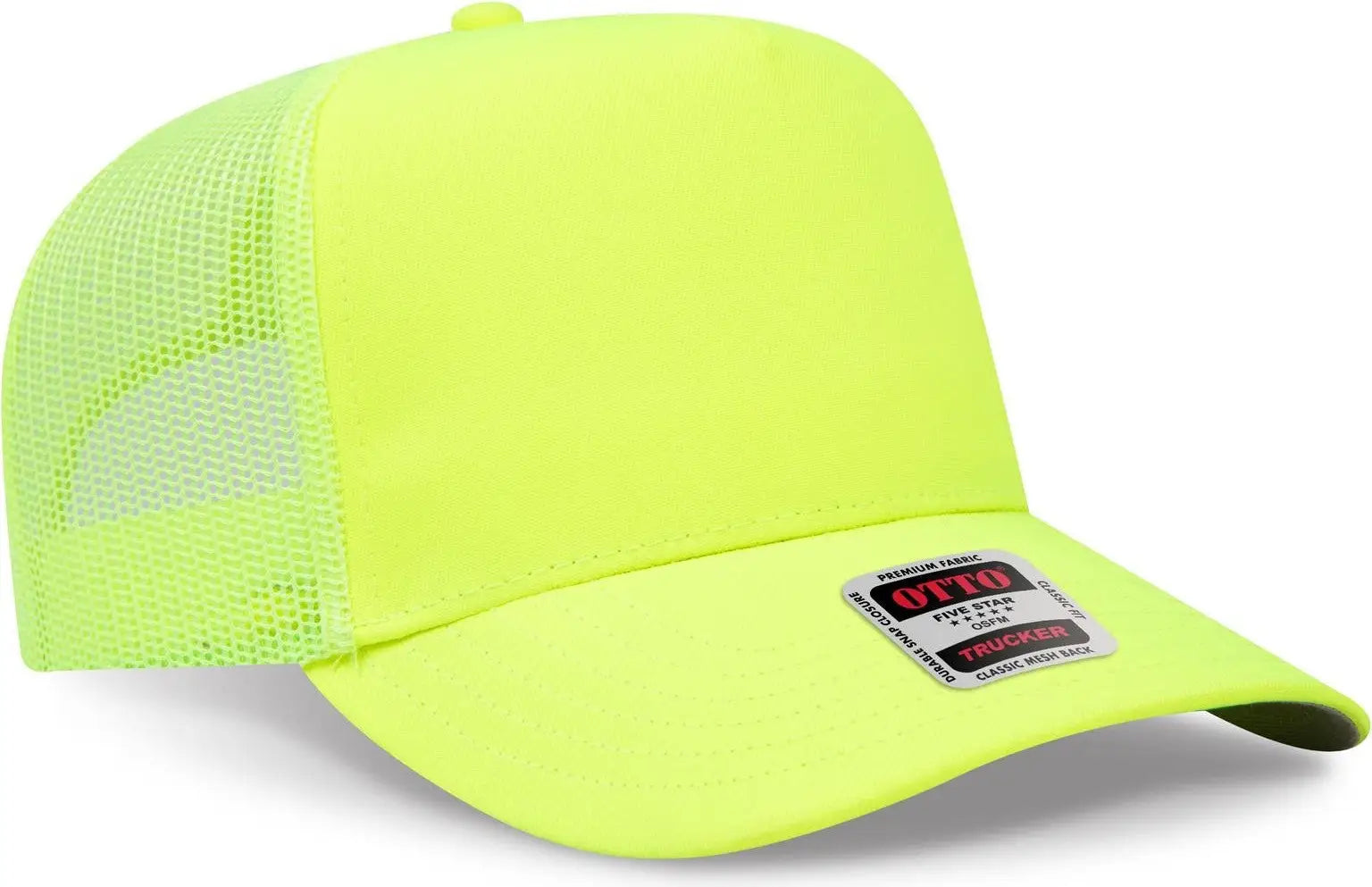 Otto 32-285 Neon 5 Panel Mid Profile Mesh Back Trucker Cap - N. Yellow - 6 1/2’’ - 7 5/8’’