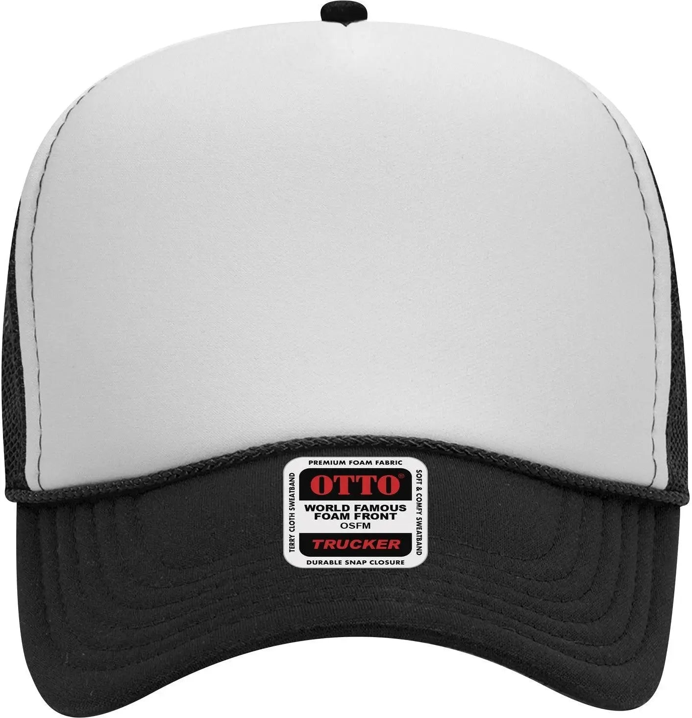 Otto 32-467 5 Panel Mid Profile Mesh Back Trucker Cap - Blk/wht/blk - 6 1/2’’ - 7 5/8’’