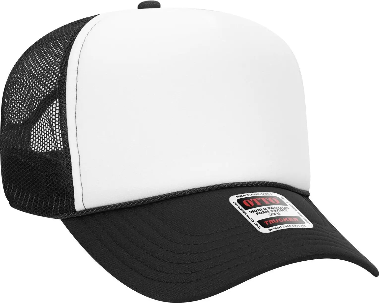 Otto 32-467 5 Panel Mid Profile Mesh Back Trucker Cap - Blk/wht/blk