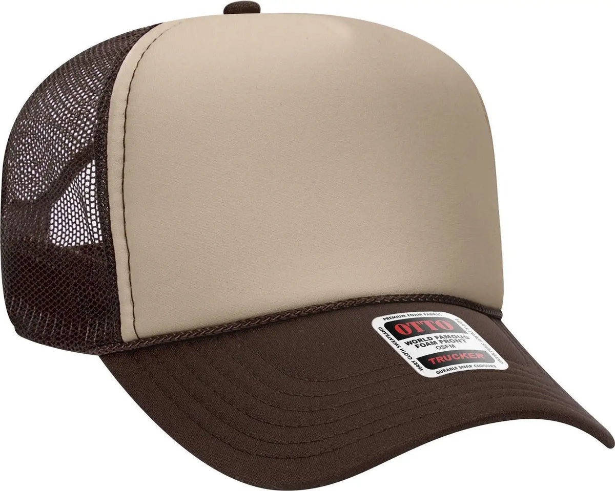 Otto 32-467 5 Panel Mid Profile Mesh Back Trucker Cap - Brn/tan/brn - 6 1/2’’ - 7 5/8’’