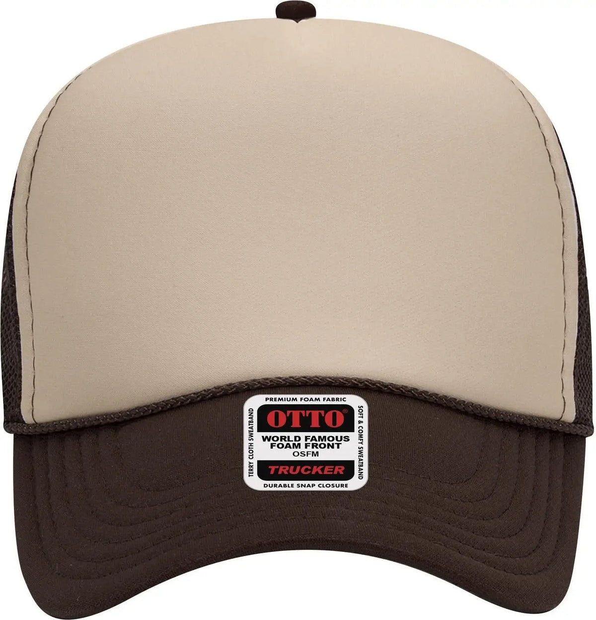 Otto 32-467 5 Panel Mid Profile Mesh Back Trucker Cap - Brn/tan/brn - 6 1/2’’ - 7 5/8’’