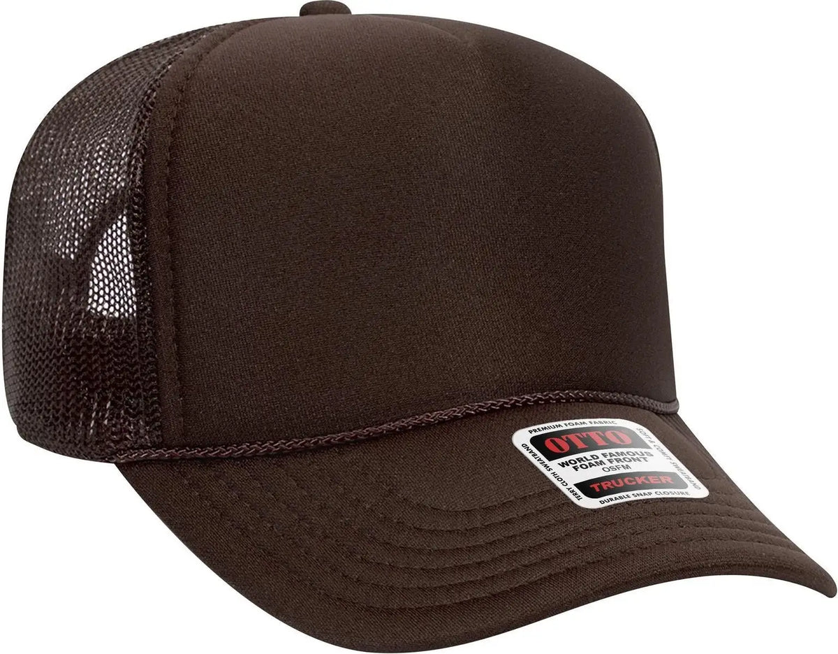 Otto 32-467 5 Panel Mid Profile Mesh Back Trucker Cap - Brown - 6 1/2’’ - 7 5/8’’