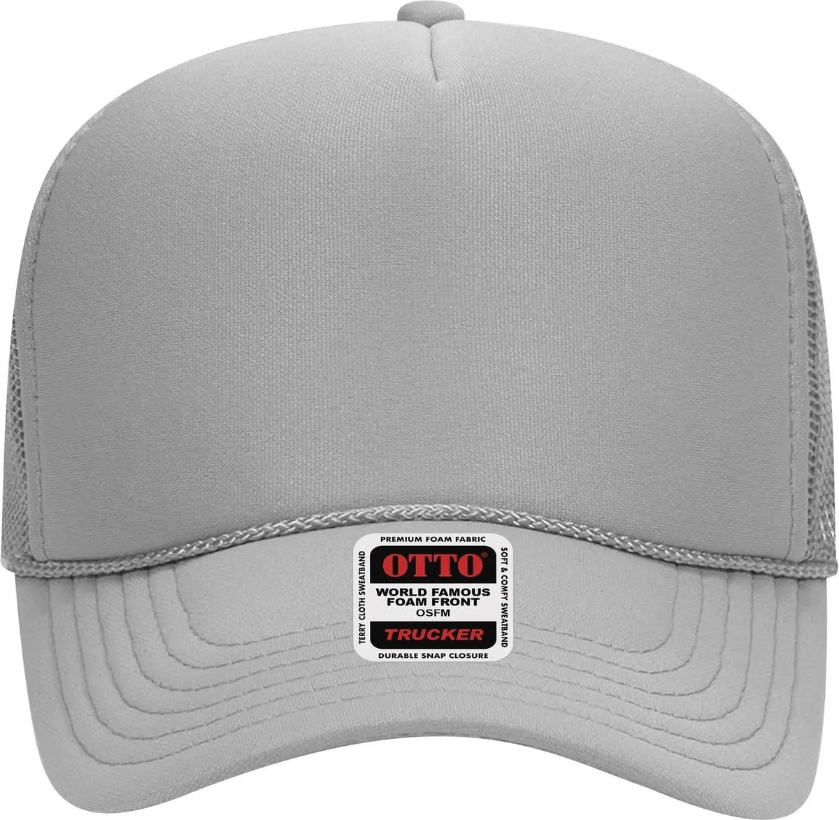 Otto 32-467 5 Panel Mid Profile Mesh Back Trucker Cap - Gray - 6 1/2’’ - 7 5/8’’