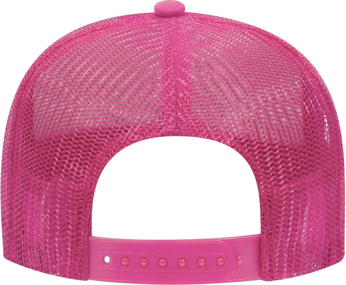 Otto 32-467 5 Panel Mid Profile Mesh Back Trucker Cap - H.pnk/wht/h.pnk - 6 1/2’’ - 7 5/8’’