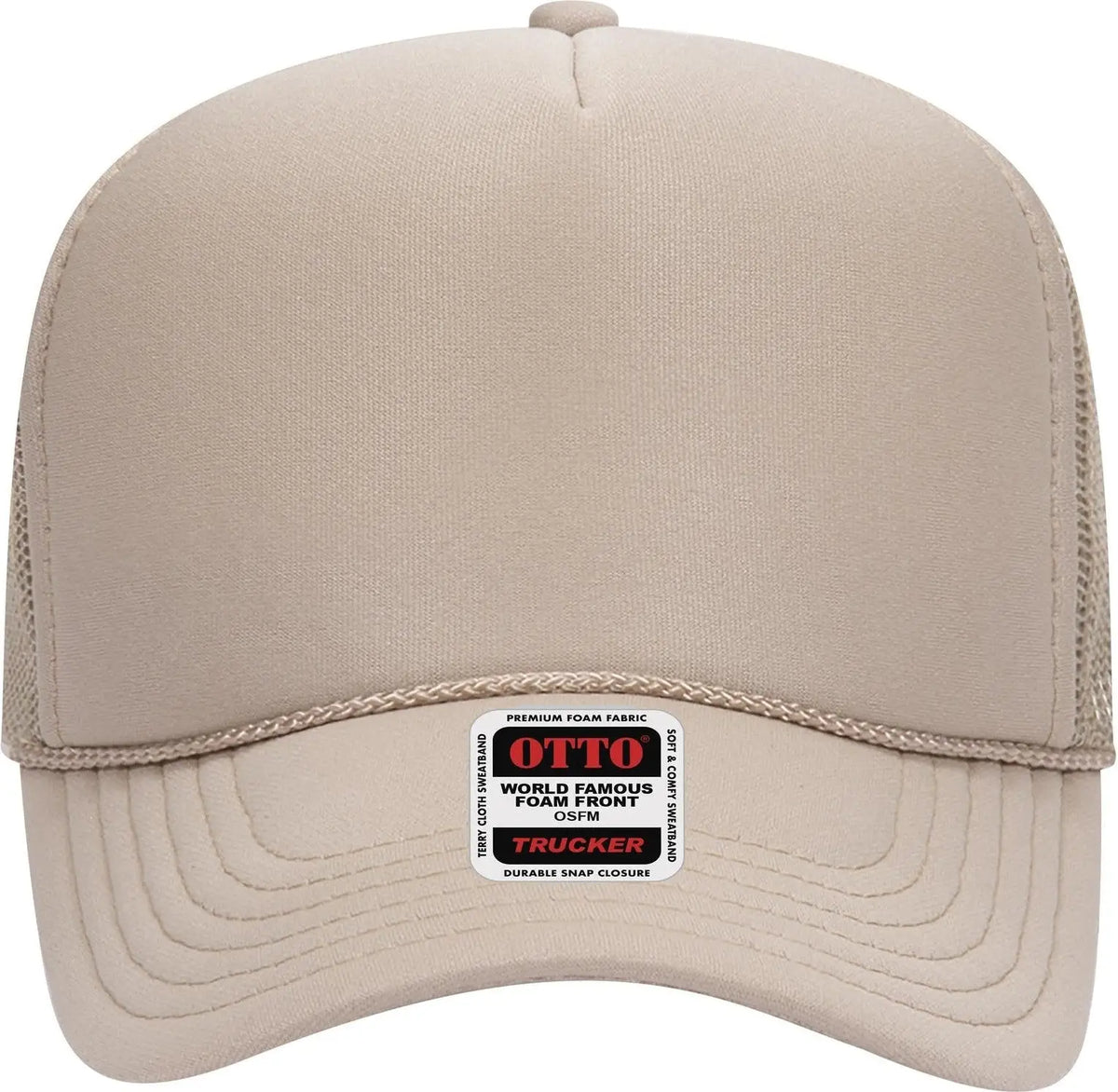 Otto 32-467 5 Panel Mid Profile Mesh Back Trucker Cap - Khaki - 6 1/2’’ - 7 5/8’’