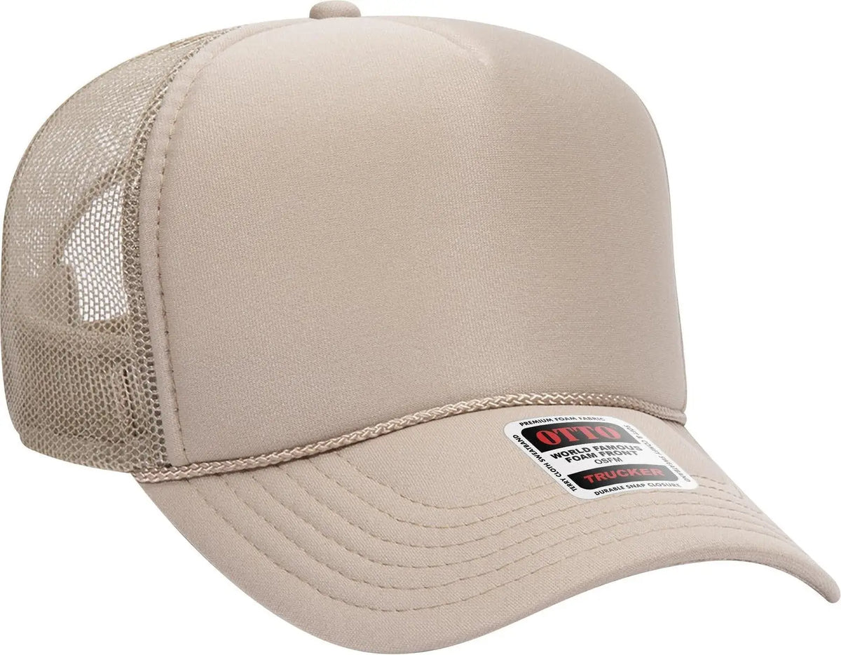 Otto 32-467 5 Panel Mid Profile Mesh Back Trucker Cap - Khaki - 6 1/2’’ - 7 5/8’’
