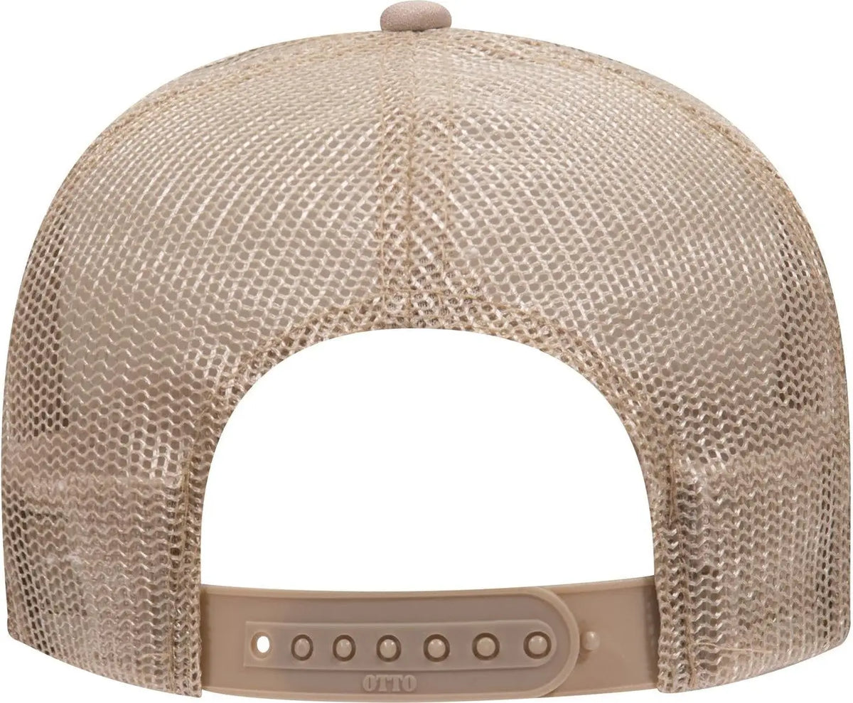 Otto 32-467 5 Panel Mid Profile Mesh Back Trucker Cap - Khaki - 6 1/2’’ - 7 5/8’’