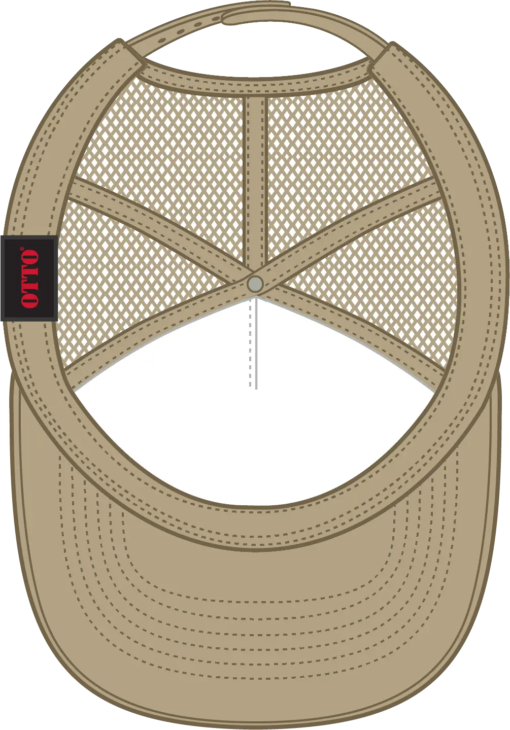 Otto 32-467 5 Panel Mid Profile Mesh Back Trucker Cap - Khaki - 6 1/2’’ - 7 5/8’’