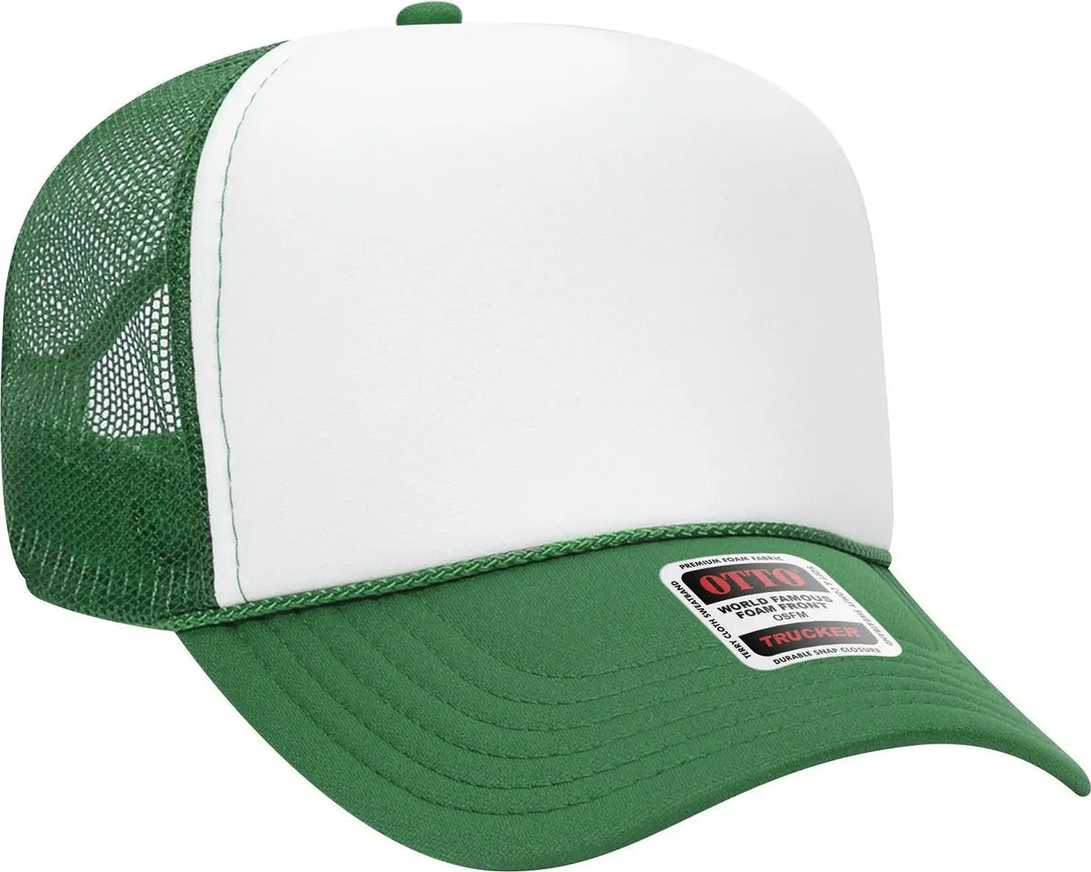 Otto 32-467 5 Panel Mid Profile Mesh Back Trucker Cap - Kly/wht/kly - 6 1/2’’ - 7 5/8’’