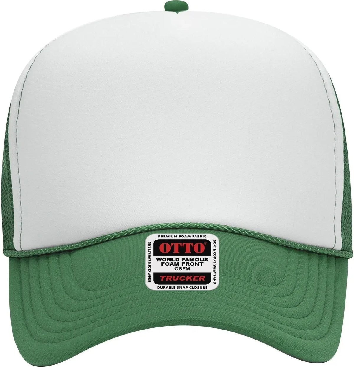 Otto 32-467 5 Panel Mid Profile Mesh Back Trucker Cap - Kly/wht/kly - 6 1/2’’ - 7 5/8’’