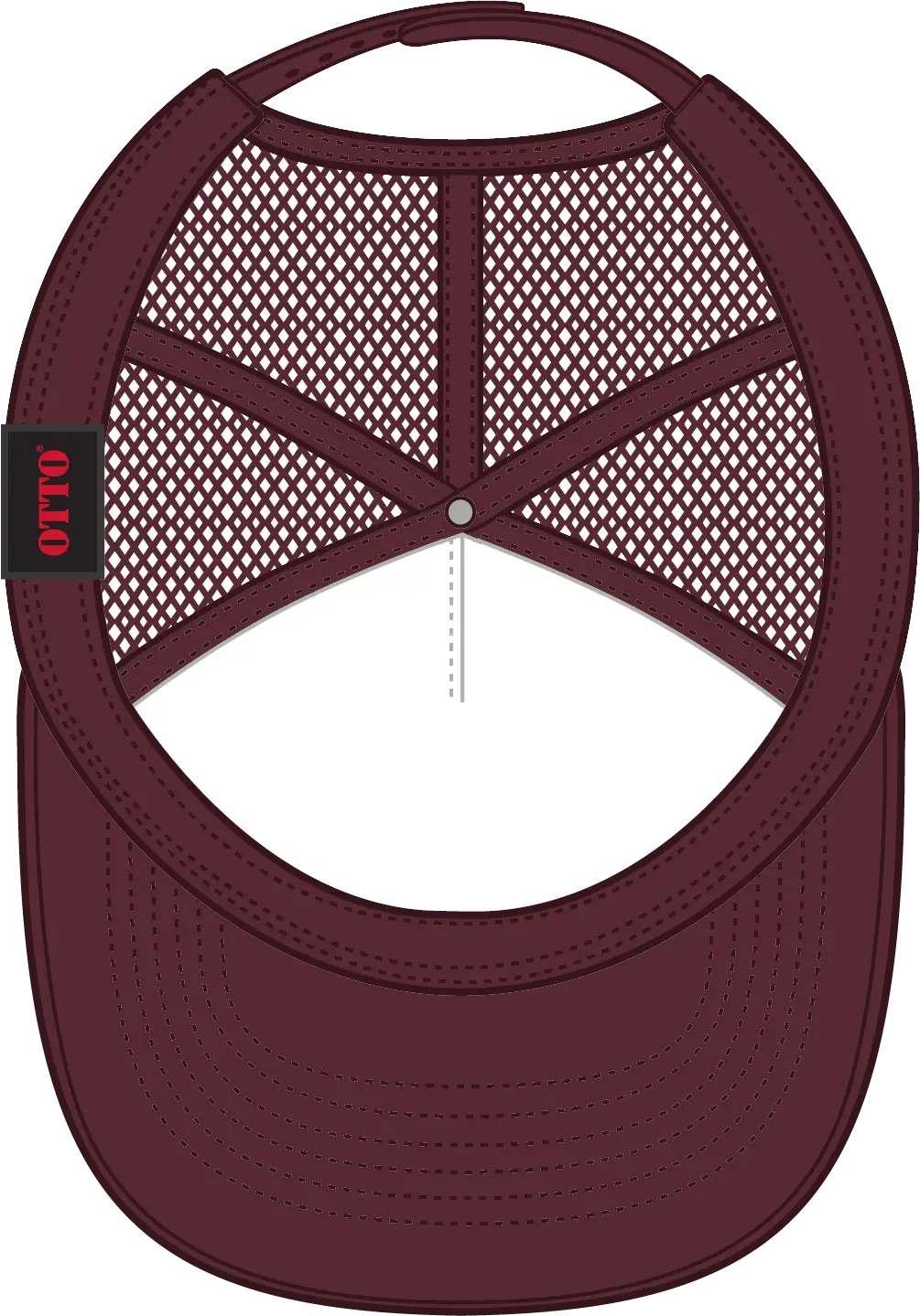 Otto 32-467 5 Panel Mid Profile Mesh Back Trucker Cap - Mrn/wht/mrn - 6 1/2’’ - 7 5/8’’