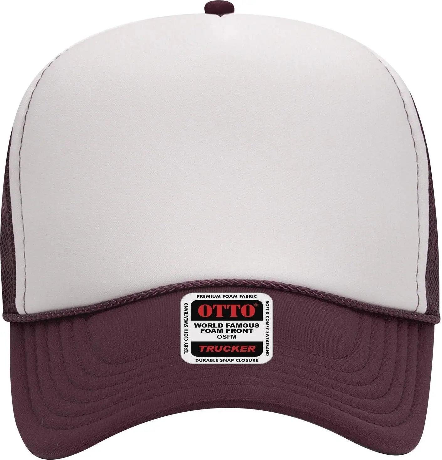 Otto 32-467 5 Panel Mid Profile Mesh Back Trucker Cap - Mrn/wht/mrn