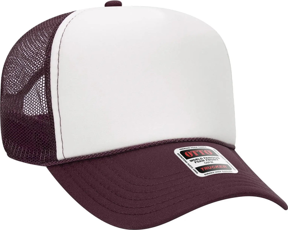 Otto 32-467 5 Panel Mid Profile Mesh Back Trucker Cap - Mrn/wht/mrn