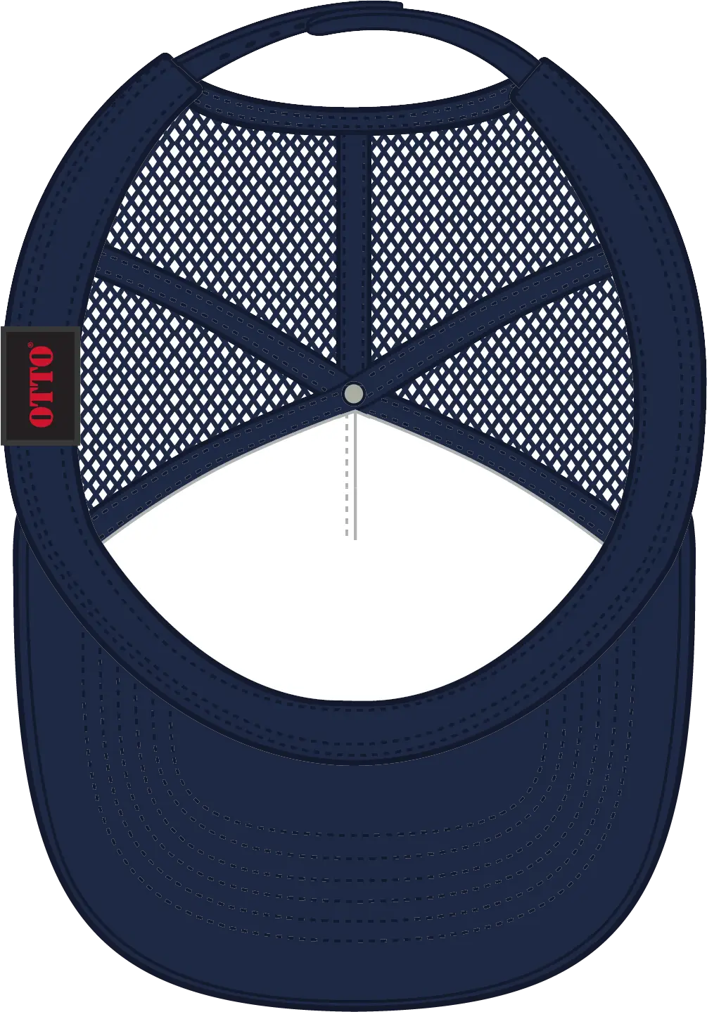 Otto 32-467 5 Panel Mid Profile Mesh Back Trucker Cap - Navy - 6 1/2’’ - 7 5/8’’