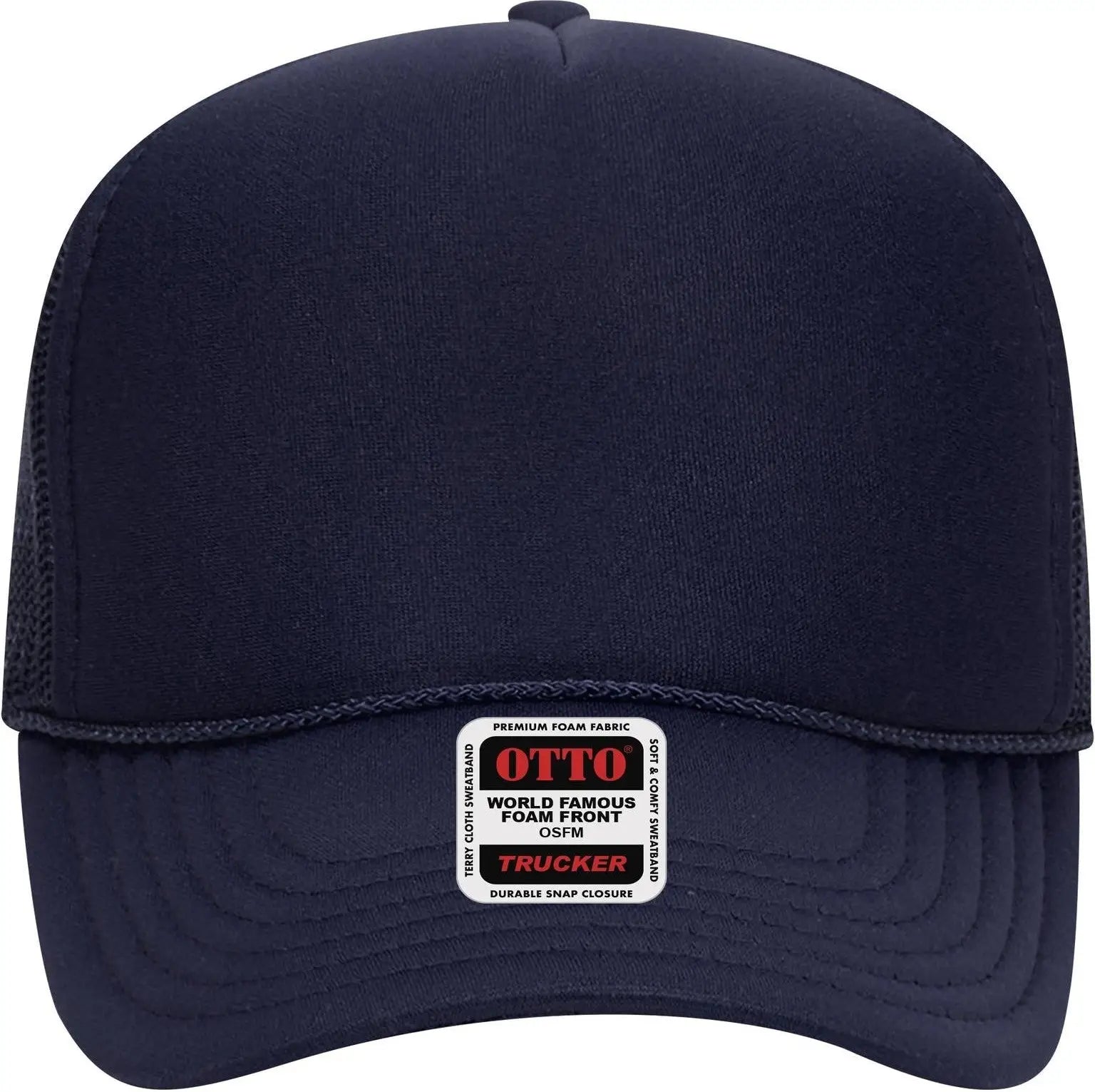 Otto 32-467 5 Panel Mid Profile Mesh Back Trucker Cap - Navy - 6 1/2’’ - 7 5/8’’