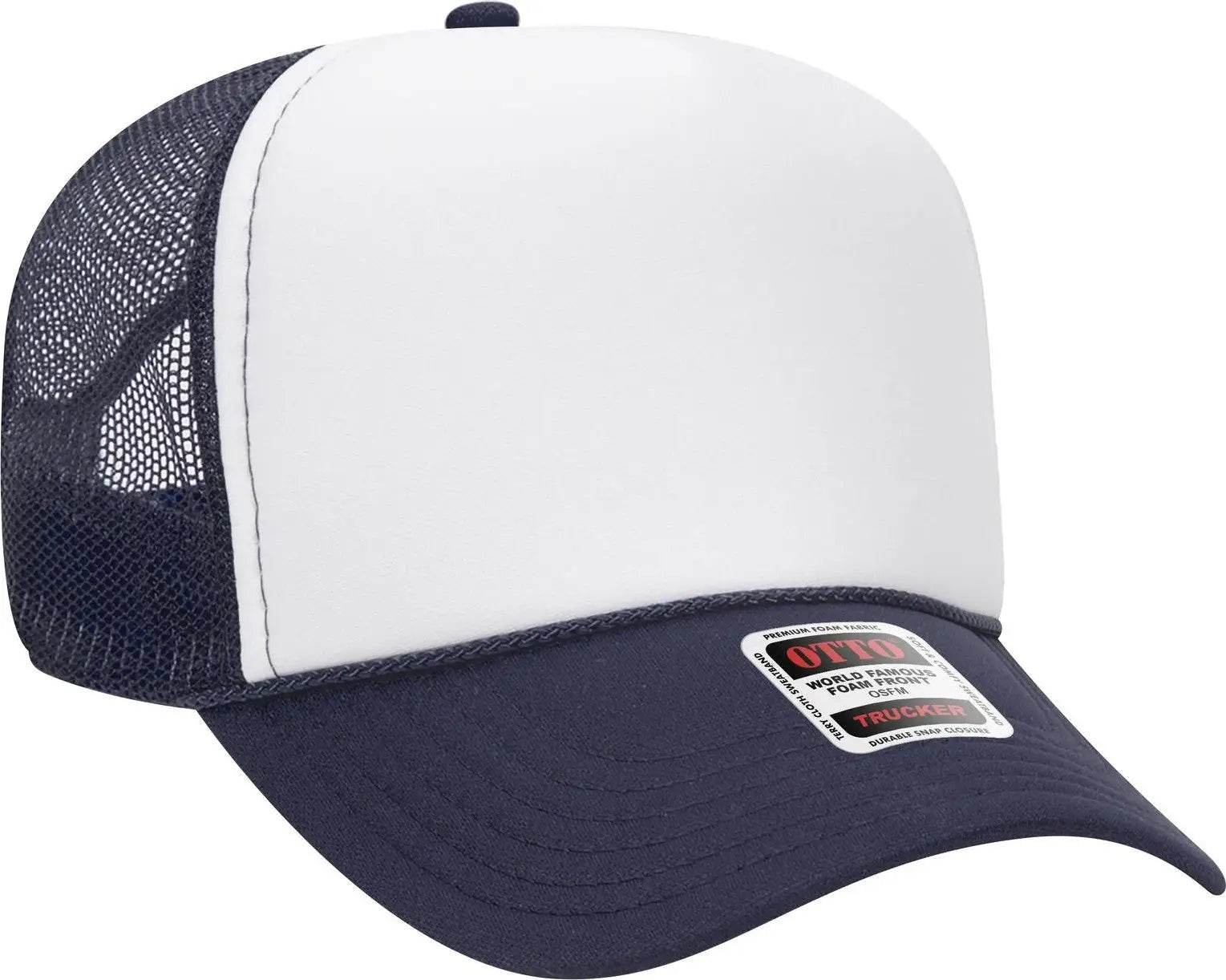 Otto 32-467 5 Panel Mid Profile Mesh Back Trucker Cap - Nvy/wht/nvy