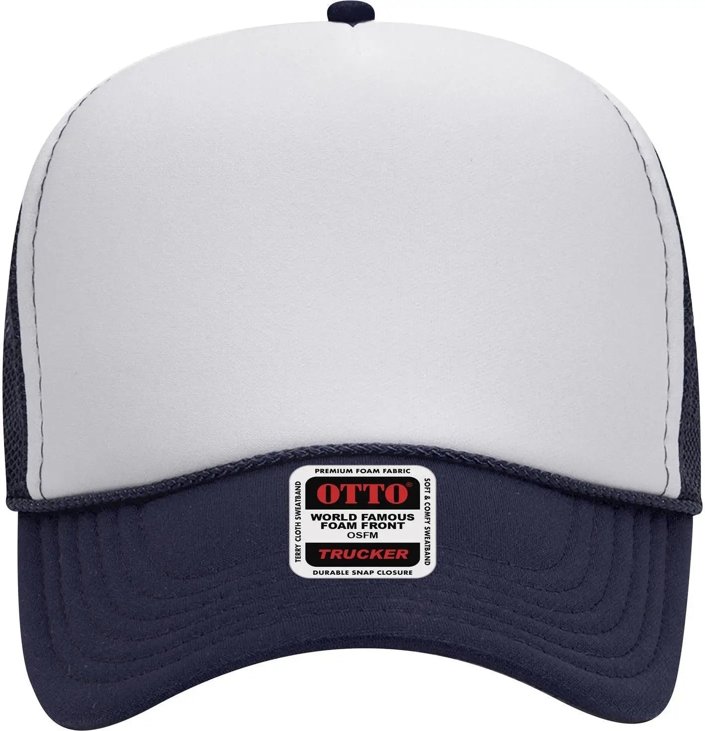 Otto 32-467 5 Panel Mid Profile Mesh Back Trucker Cap - Nvy/wht/nvy - 6 1/2’’ - 7 5/8’’