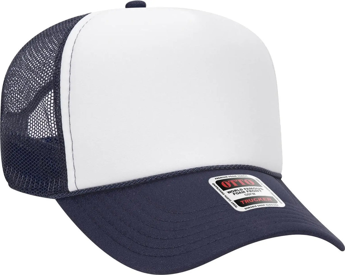 Otto 32-467 5 Panel Mid Profile Mesh Back Trucker Cap - Nvy/wht/nvy - 6 1/2’’ - 7 5/8’’