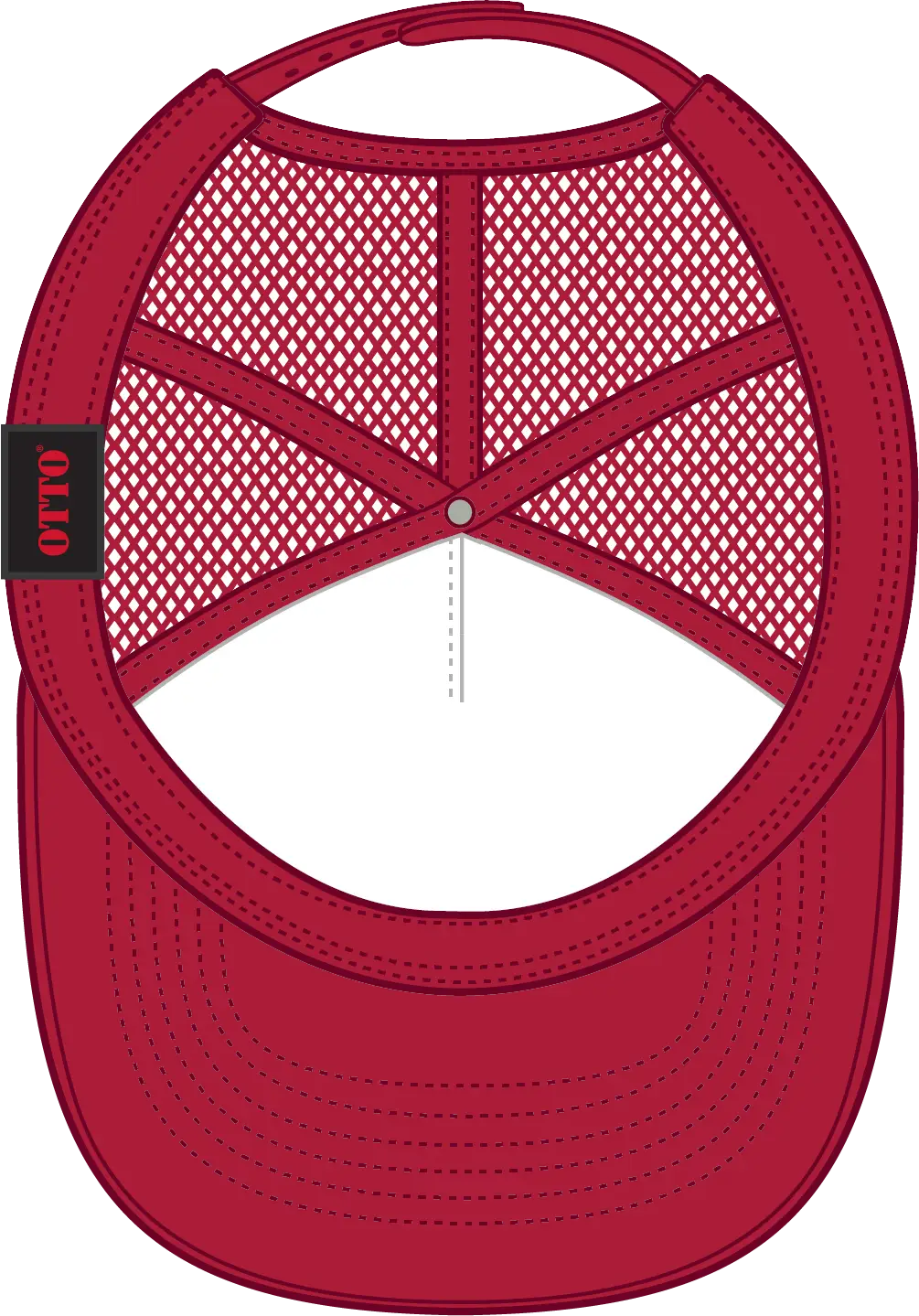 Otto 32-467 5 Panel Mid Profile Mesh Back Trucker Cap - Red - 6 1/2’’ - 7 5/8’’