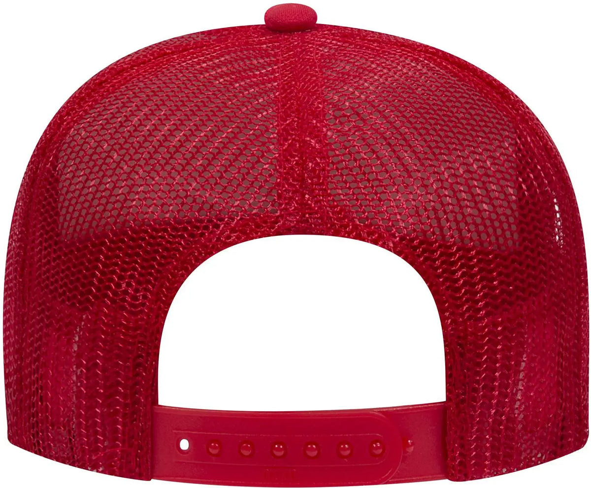 Otto 32-467 5 Panel Mid Profile Mesh Back Trucker Cap - Red - 6 1/2’’ - 7 5/8’’